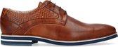 Manfield - Heren - Cognac veterschoenen met blauwe zool - Maat 41