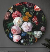 HIP ORGNL Schilderij Stilleven met bloemen in een glazen vaas - ⌀40cm - Wandcirkel