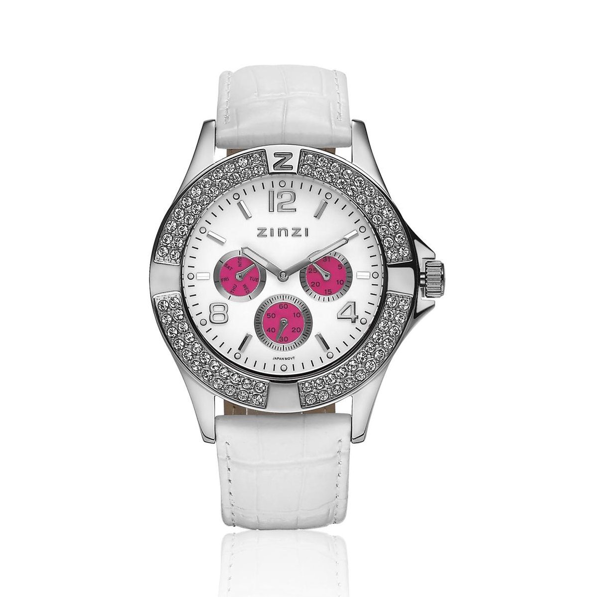 ZINZI Watch wit en roze plaat witte band UNO3 bol