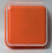 Praatknop met afbeelding- vierkant- oranje