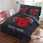 Dekbedovertrek Roses are Love - Rood Maat: 1-Persoons (140 x 220 cm + 1 kussensloop 60x70cm)