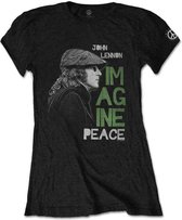 John Lennon Dames Tshirt -L- Imagine Peace Zwart