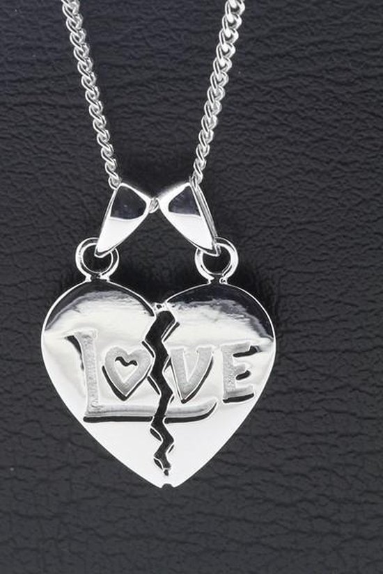 Zilveren Breekhart met tekst Love ketting | bol.com