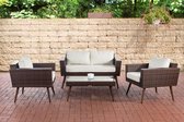 CLP Kiruna - Loungeset - 1,25 mm vlak polyrattan - bruin gemeleerd 45 cm (Dunkelbraun) cremewit