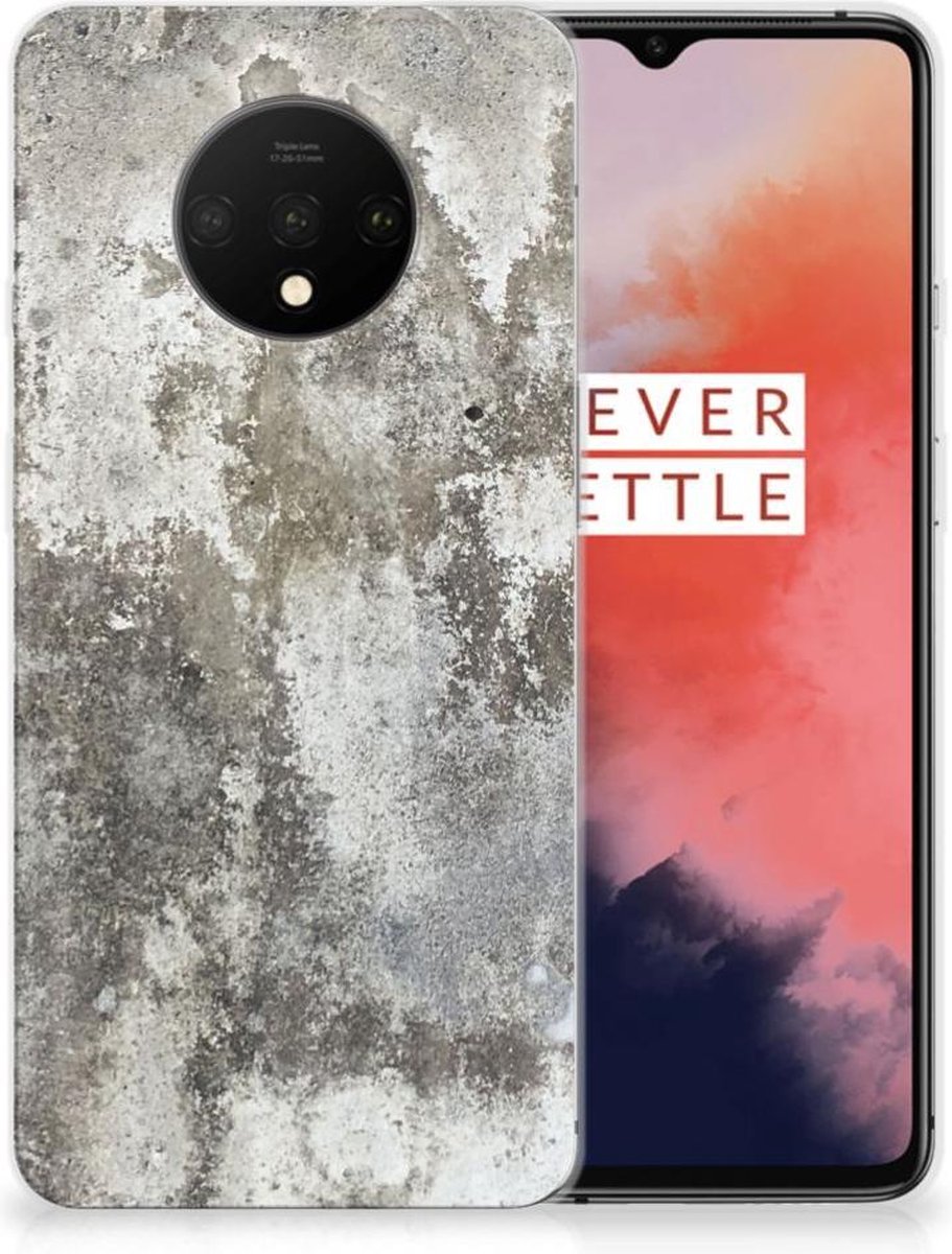 OnePlus 7T TPU Siliconen Hoesje Beton Print