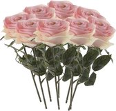 8 x Licht roze roos Simone steelbloem 45 cm - Kunstbloemen