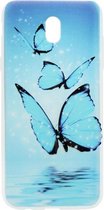 ADEL Siliconen Back Cover Softcase Hoesje Geschikt voor Samsung Galaxy J7 (2017) - Vlinder Blauw