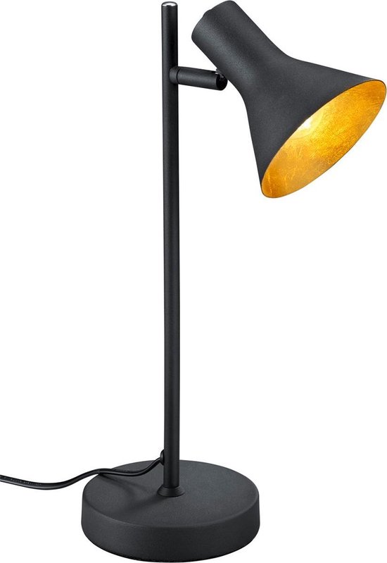 LED Bureaulamp - E14 Fitting - Rond - Mat Zwart/Goud - Aluminium