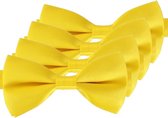 4x noeuds papillon jaune 12 cm pour femme / homme - Accessoires d'habillage thème jaune / articles de fête - Noeuds papillon / nœuds papillon avec fermeture élastique