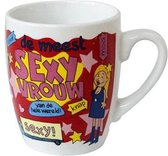 Mok - Cartoon Mok - De meest sexy vrouw van de wereld - In cadeauverpakking met gekleurd lint