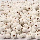 Perles en bois Creotime Blanc 1 Cm 150 Pièces