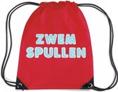Zwemspullen rugzakje rood - nylon zwemtas met rijgkoord - tas voor zwemles
