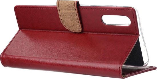 Samsung Galaxy A70 telefoon hoesje met pasjeshouder - Bordeaux Rood - van Bixb