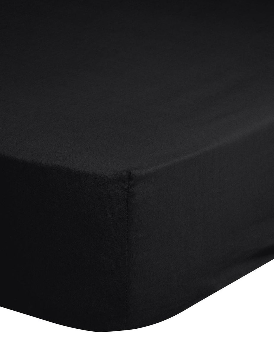 Hoeslaken katoen strijkvrij zwart 80x200
