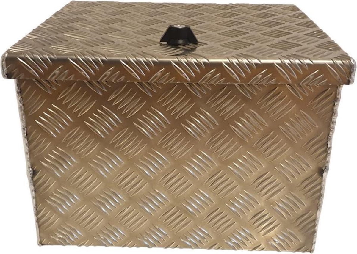 DE HAAN BOX S - waterdichte en stofdichte aluminium traanplaat disselkist 420x390x295 mm - voorzien van vlinderslot of spansluiting