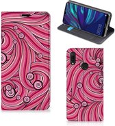 Bookcase Huawei Y7 hoesje Y7 Pro (2019) Swirl Pink