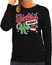 Foute Kersttrui / sweater - Santa his favorite Ho - zwart voor dames - kerstkleding / kerst outfit M (38)