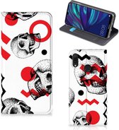 Mobiel BookCase Huawei Y7 hoesje Y7 Pro (2019) Skull Rood