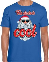 Fout Kerst shirt / t-shirt - Stoere kerstman - this dude is cool - blauw voor heren - kerstkleding / kerst outfit 2XL (56)