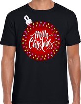 Fout Kerst shirt / t-shirt - kerstbal merry christmas zwart voor heren - kerstkleding / kerst outfit S (48)