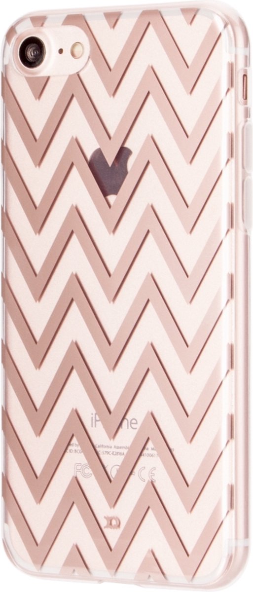 Xqisit Shell Zigzag Case iPhone 7 8 SE 2020 SE 2022 hoesje - Rose Gold Doorzichtig
