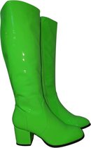 Disco laarzen - retro laarzen – Neon groen 42 - Lak - Elastiek bij kuit