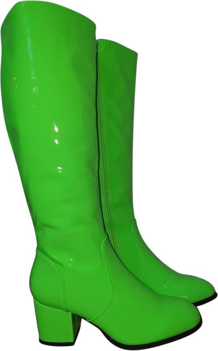 Disco laarzen - retro laarzen – Neon groen 42 - Lak - Elastiek bij kuit- Eras tour