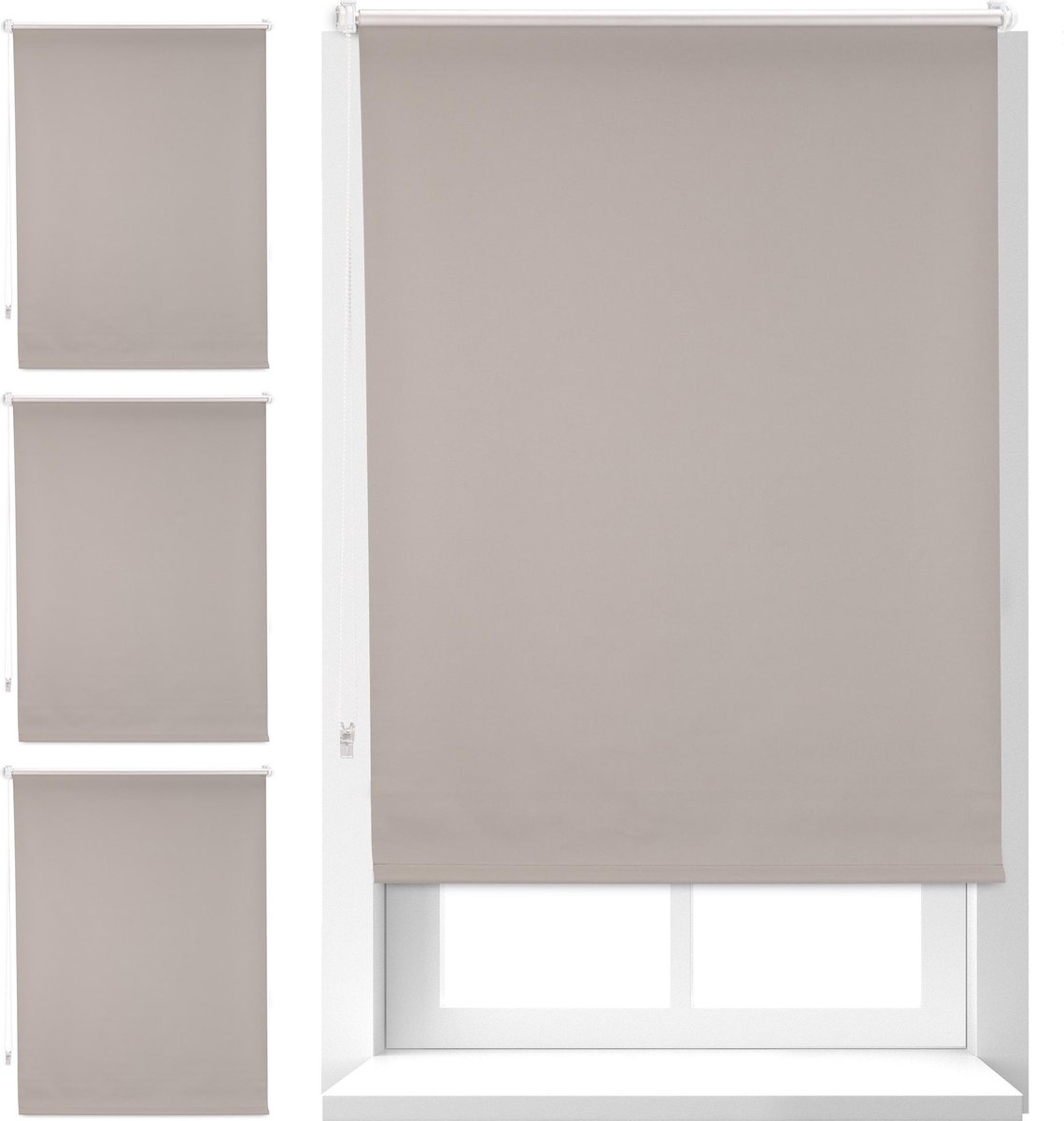 Relaxdays 4 x verduisterend rolgordijn thermo - warmtewerend - klemmen - bruin - 80x160cm