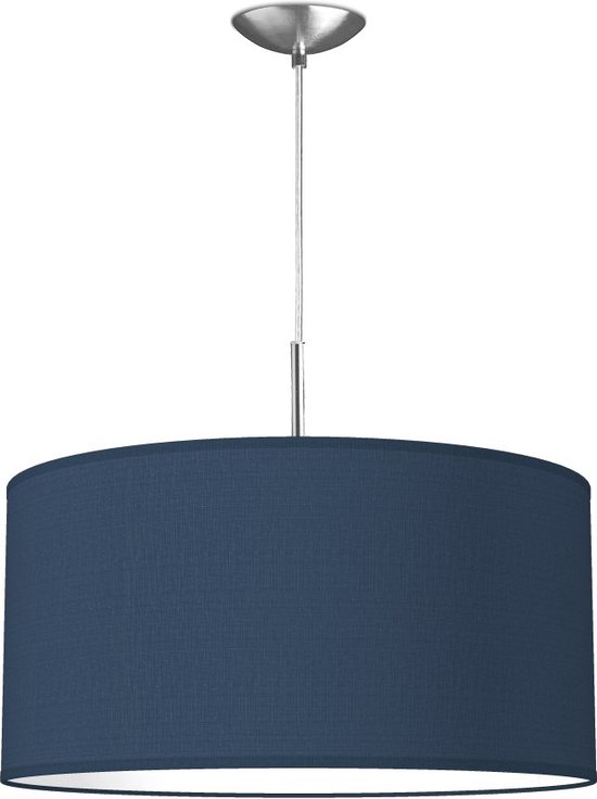Home Sweet Home hanglamp Bling - verlichtingspendel Tube Deluxe inclusief lampenkap - lampenkap 50/50/25cm - pendel lengte 100 cm - geschikt voor E27 LED lamp - donkerblauw