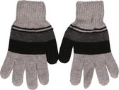 Gebreide winter handschoenen lichtgrijs gestreept voor jongens 10-14 jaar