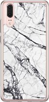 Huawei P20 siliconen hoesje - Grijs marmer