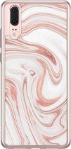 Huawei P20 siliconen hoesje - Drama peach marble