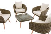 Clp Ameland - Lounge set - 5 mm Rond Polyrotan - Zithoogte 40 cm - Natura gebroken wit