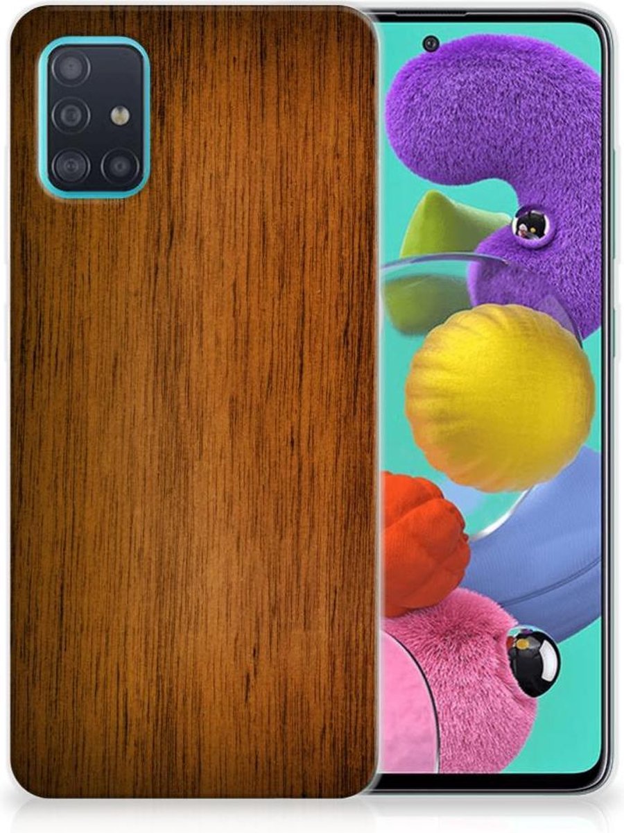 Samsung Galaxy A51 Bumper Hoesje Donker Hout