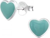 Aramat jewels ® - 925 sterling zilveren oorbellen hartjes mint