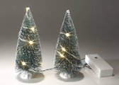 Mini kerstboom met lampjes 2 stuks