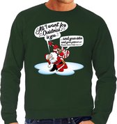 Grote maten foute Kersttrui / sweater - Zingende kerstman met gitaar / All I Want For Christmas - groen voor heren - kerstkleding / kerst outfit 3XL (58)