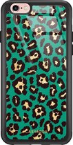 iPhone 6/6s hoesje glass - Luipaard groen | Apple iPhone 6/6s case | Hardcase backcover zwart