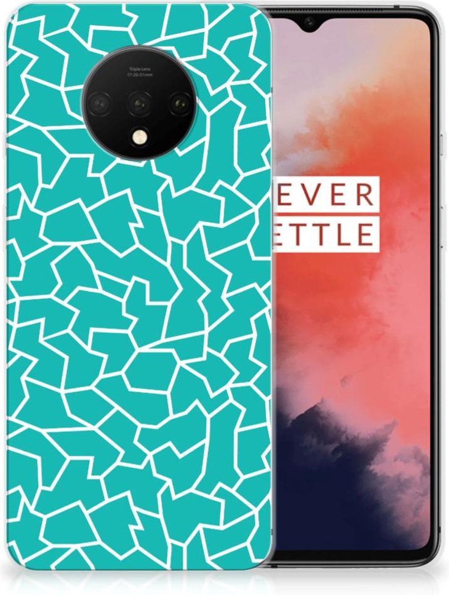 Back Cover voor OnePlus 7T Hoesje maken Cracks Blue