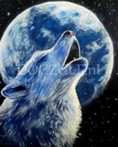 Diamond Painting Huilende wolf 30x40cm. (Volledige bedekking - Vierkante steentjes) diamondpainting inclusief tools