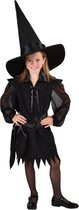 Magic By Freddy's - Heks & Spider Lady & Voodoo & Duistere Religie Kostuum - Vreselijk Gemene Halloween Heks - Meisje - Zwart - Maat 116 - Halloween - Verkleedkleding