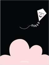 Roommate Poster Kite In The Night 30 X 40 Cm Zwart/roze