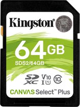 Bol.com Kingston Canvas Select Plus - Flashgeheugenkaart - 64 GB - Video Class V10 / UHS-I U1 / Class10 - SDXC UHS-I aanbieding