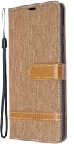 Denim Book Case - Samsung Galaxy A71 Hoesje - Bruin