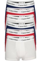 Actie 6-pack: Calvin Klein low rise trunks - lage heren boxers kort - rood - wit en blauw - Maat: M