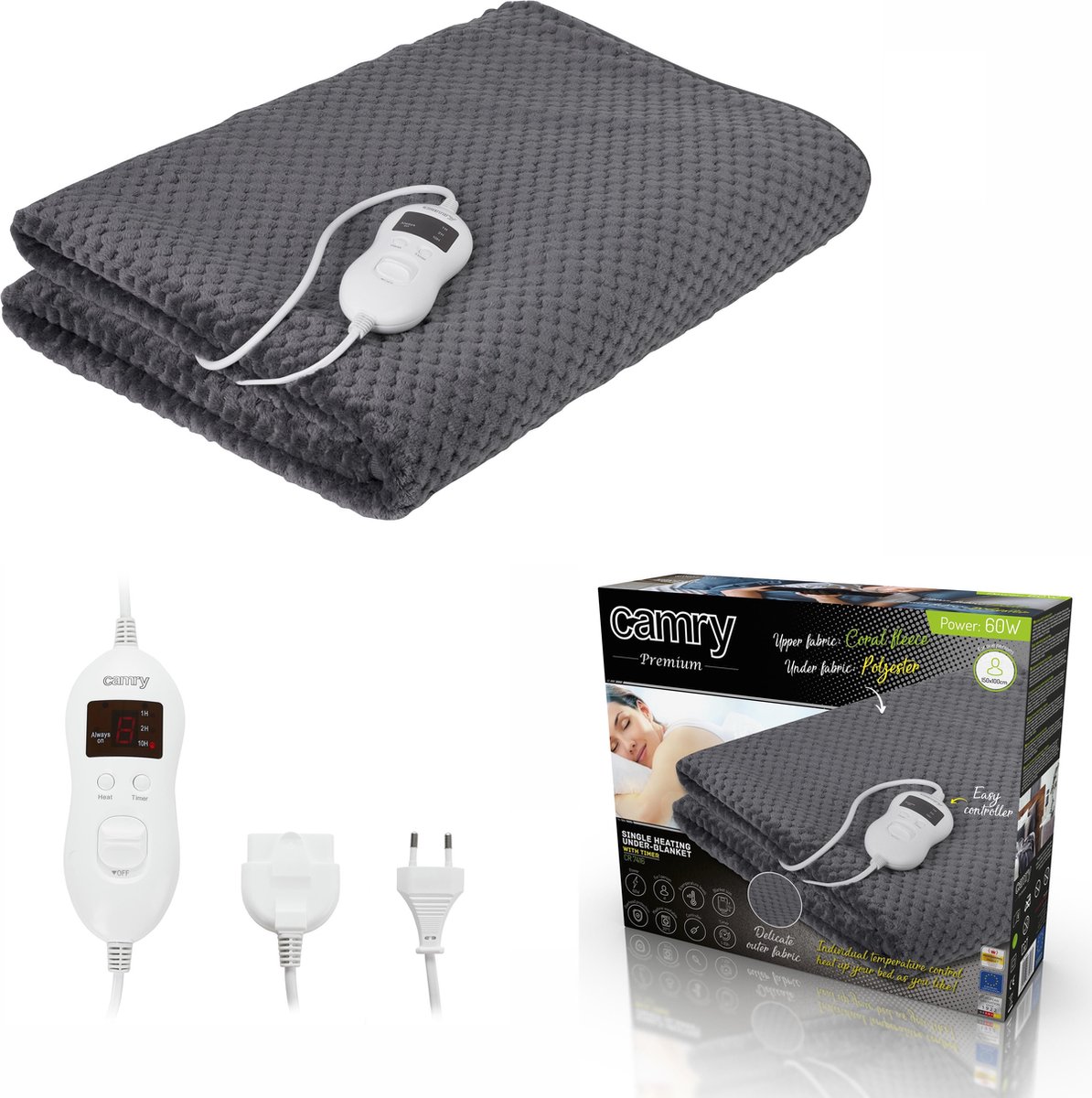 Camry CR 7416 Elektrisch Verwarmde Onderdeken Met Timer