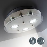 B.K.Licht - LED Plafondlamp - 3 lichtpunte - Ø25cm- met glas - woonkamer plafonniére - met GU10 fitting - 3.000K - 250Lm - 3W