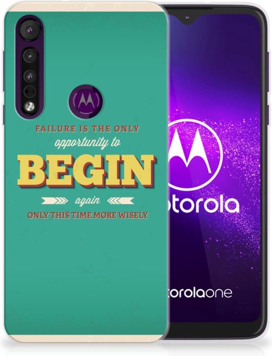 Motorola One Macro Siliconen hoesje met naam Quote Begin