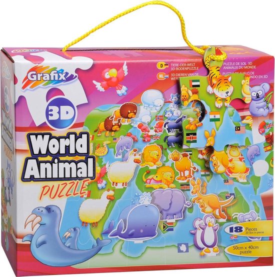 3D Floor Puzzle World Animals - puzzles pour enfants - 38 pièces de puzzle  - 50 X 40 CM | bol.com