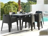 Tuineetset : Tafel + 6 stoelen - Polypropyleen - Antraciet - SOROCA L 140 cm x H 82 cm x D 80 cm